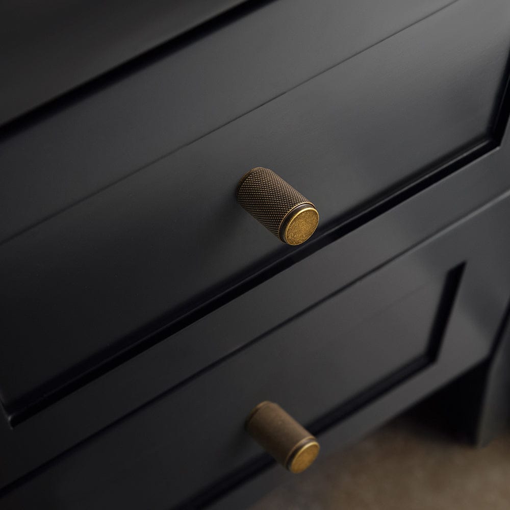 Goo-Ki Textured Cylindrical Retro Brass Pull Knobs Decorative Knurled Aluminum Cabinet Knobs