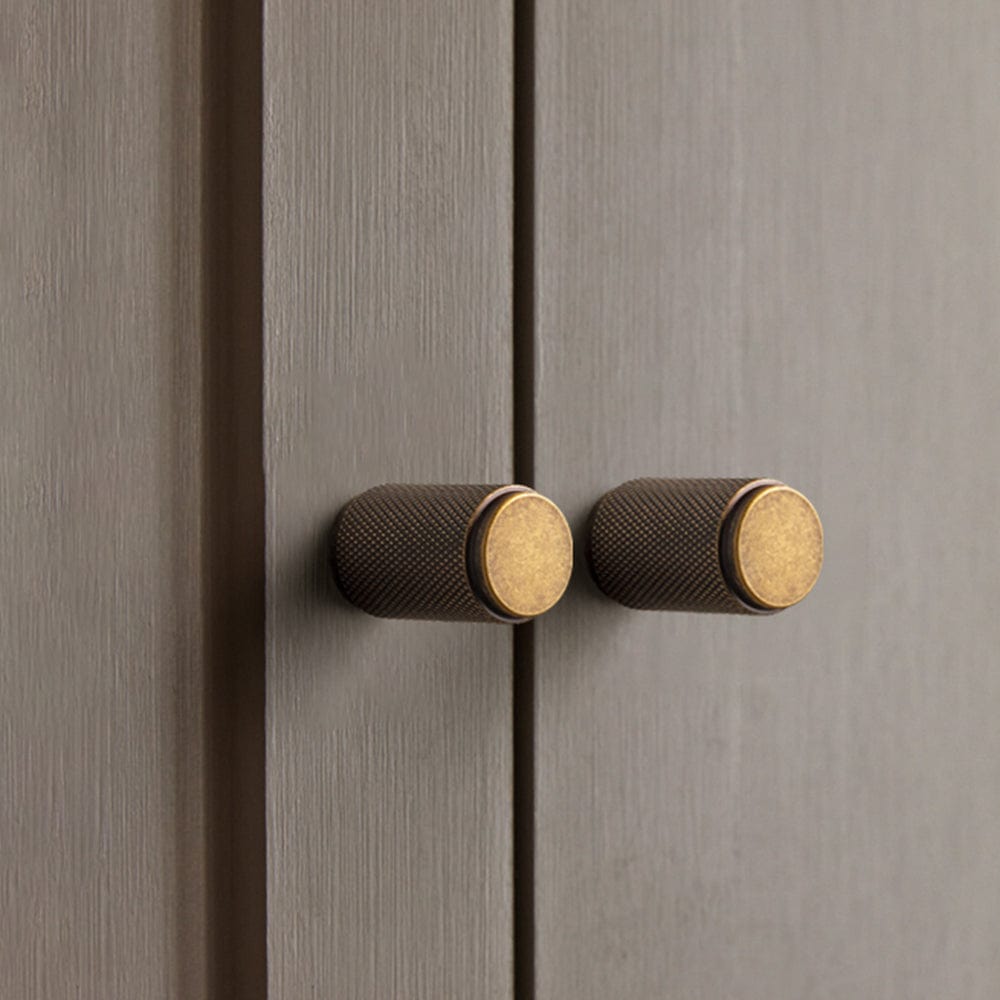 Goo-Ki Textured Cylindrical Retro Brass Pull Knobs Decorative Knurled Aluminum Cabinet Knobs