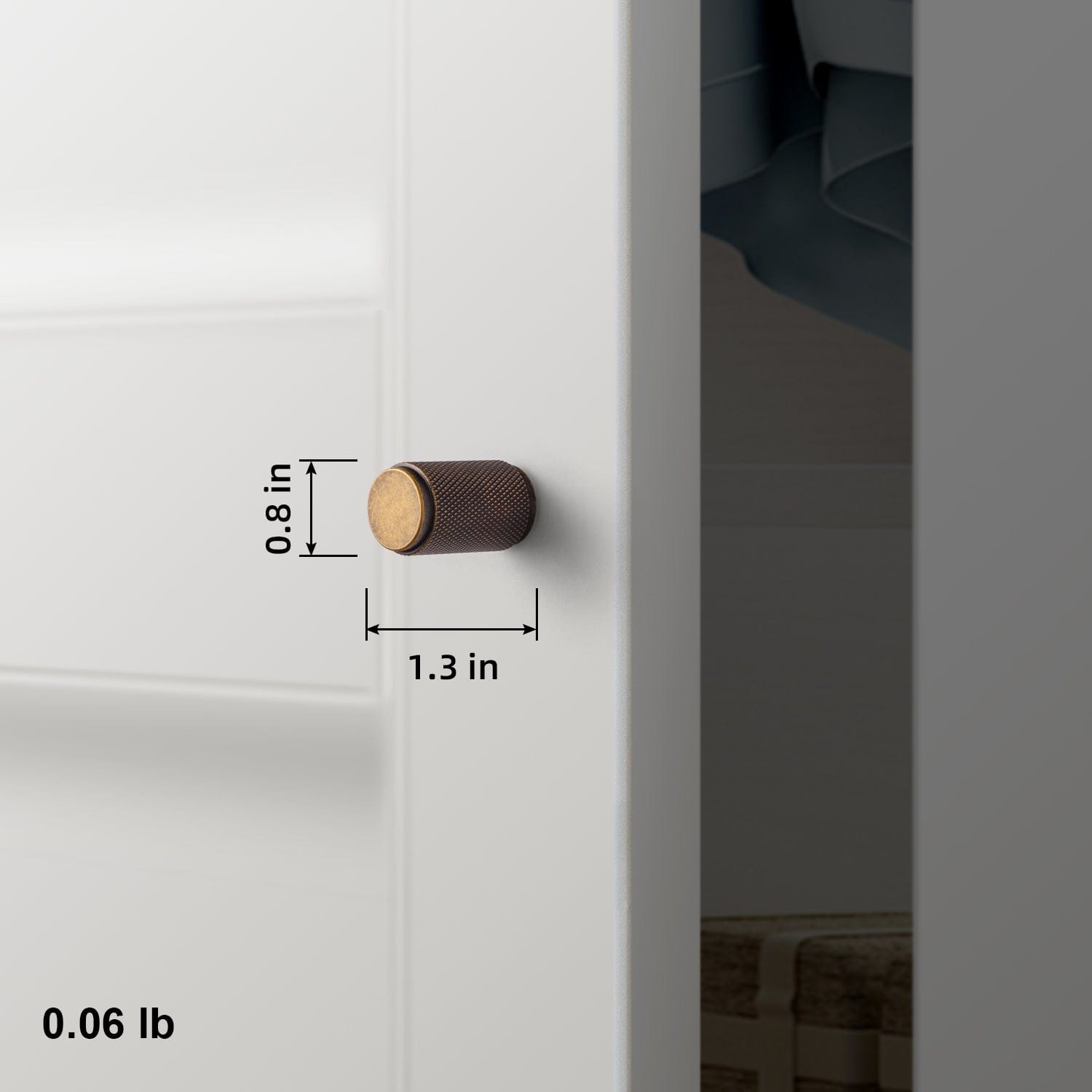 Goo-Ki Textured Cylindrical Retro Brass Pull Knobs Decorative Knurled Aluminum Cabinet Knobs