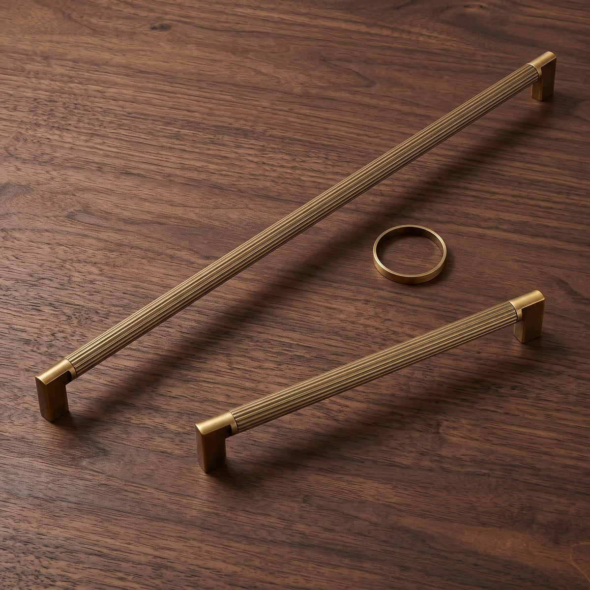 Goo-Ki Textured Fluted Antique Brass Cabinet Handles Decorative Hardware for Kitchen Bathroom Cabinetry
