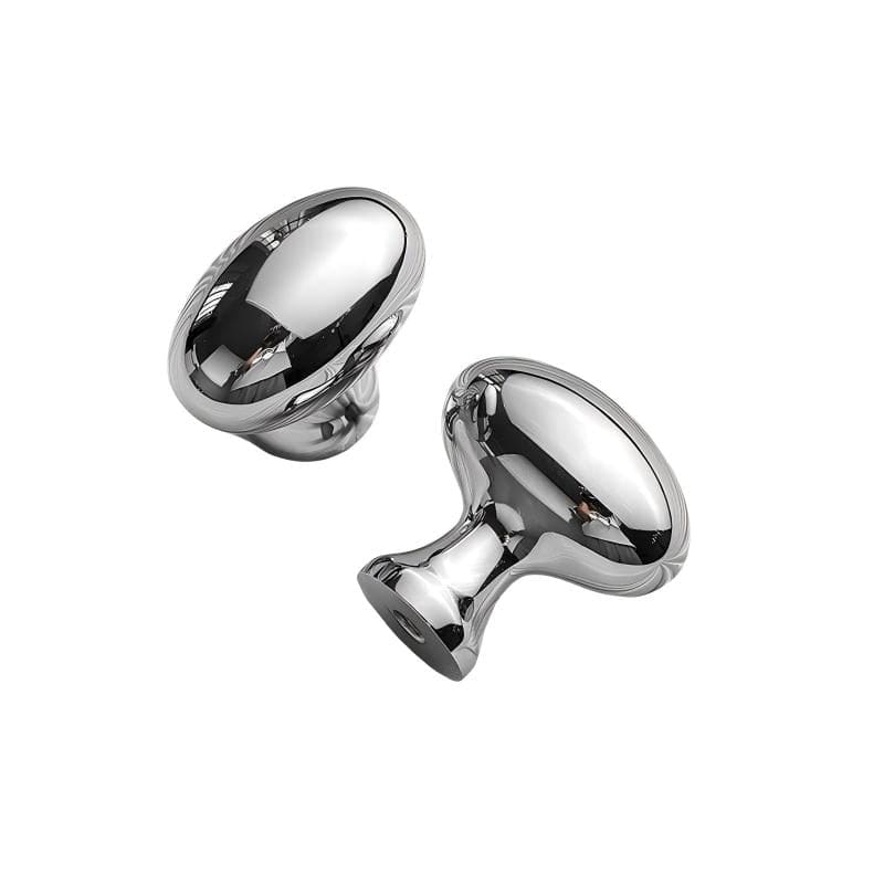 Goo-Ki Titanium Silver / 1.4'' Diameter Knob / 2 Pack Vintage Style Solid Brass Oval Pigeon Egg Shape 1.4 Inch Diameter Cabinet Knobs for Kitchen & Bathroom
