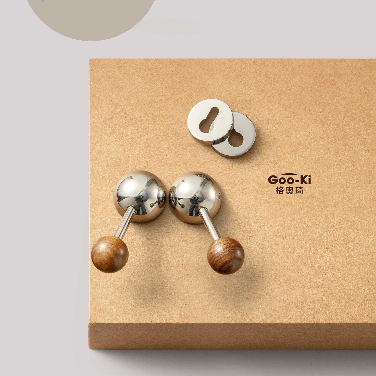 Goo-Ki Titanium Silver / All Set / Ordinary Lock Body Semicircle Black Walnut Door Lock American Style Interior Bedroom Door Lock