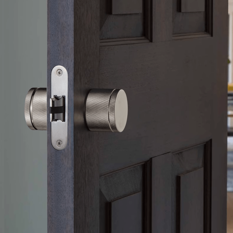 Goo-Ki Titanium Silver / All Set Silver Knurled Ball Door Lock Indoor Wooden Door Handle Bathroom Keyless Door Lock
