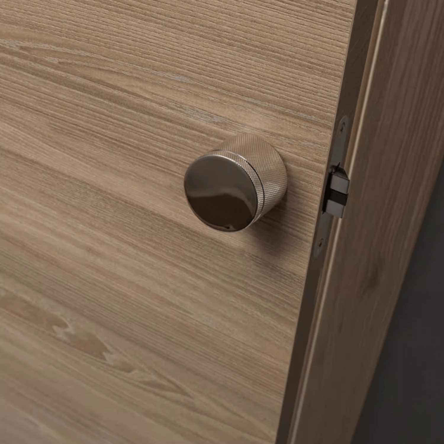 Goo-Ki Titanium Silver / All Set Silver Knurled Ball Door Lock Indoor Wooden Door Handle Bathroom Keyless Door Lock