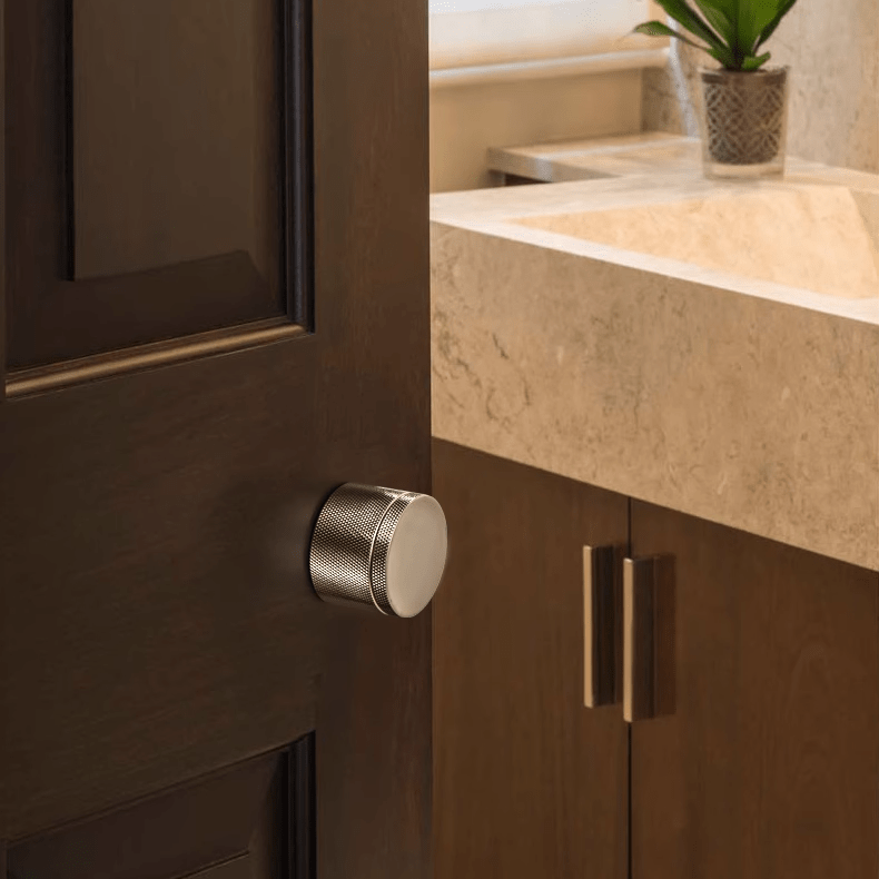 Goo-Ki Titanium Silver / All Set Silver Knurled Ball Door Lock Indoor Wooden Door Handle Bathroom Keyless Door Lock