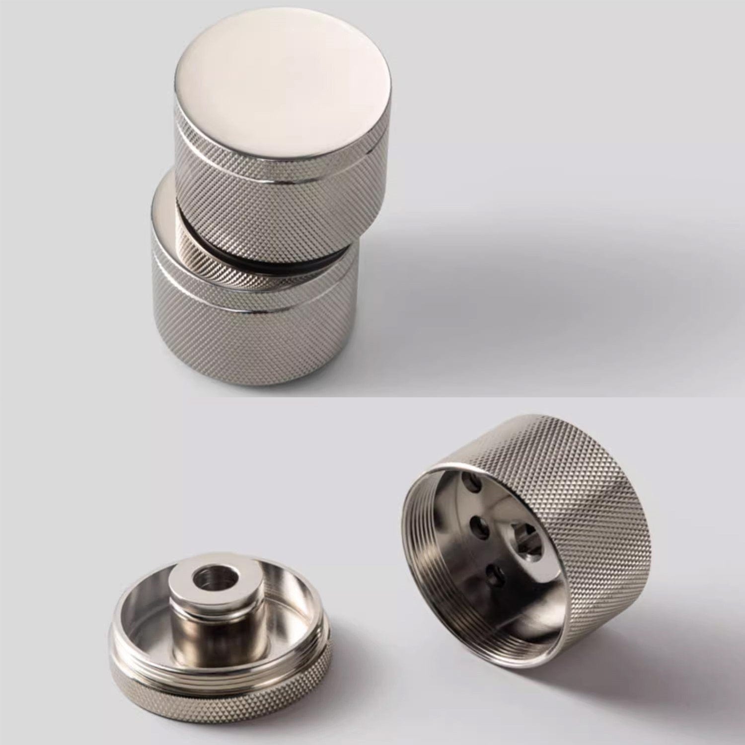 Goo-Ki Titanium Silver / All Set Silver Knurled Ball Door Lock Indoor Wooden Door Handle Bathroom Keyless Door Lock
