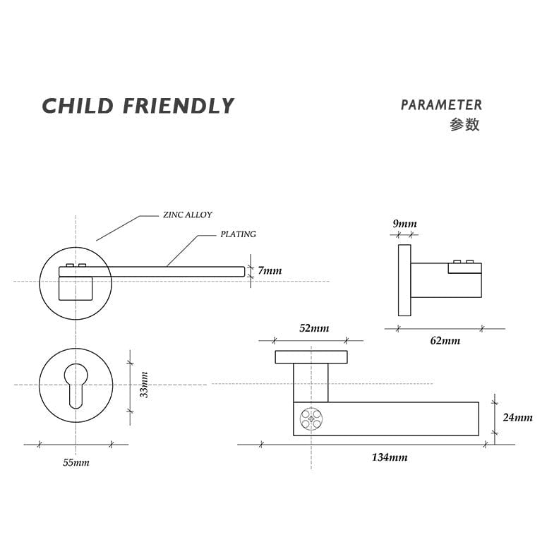 Goo-Ki Toy Brick Children Room Lock Mute Security Door Lock for Kids