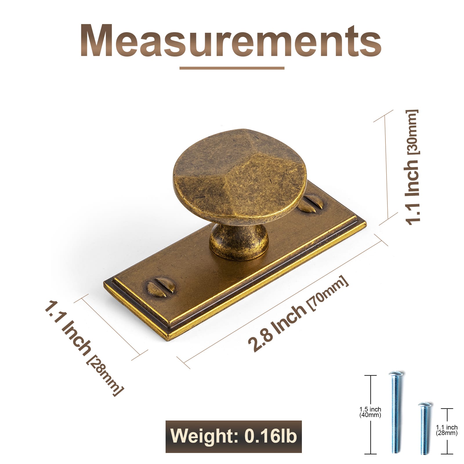 Goo-Ki Traditional Aged Bronze Zinc Alloy Cabinet Knob, Elegant Round Knob with Decorative Back Plate for Kitchen & Bathroom Cabinets