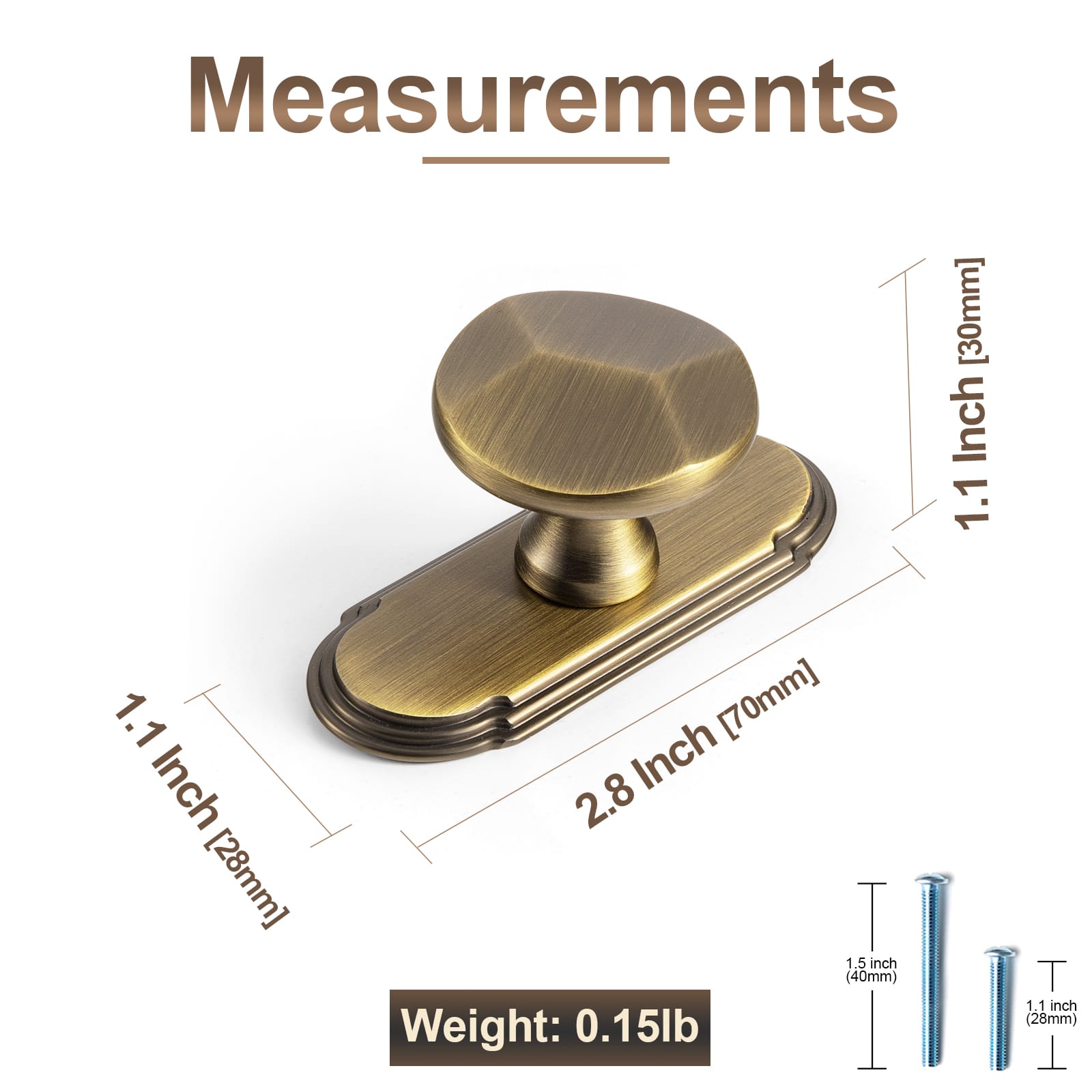 Goo-Ki Traditional Aged Bronze Zinc Alloy Cabinet Knob, Elegant Round Knob with Decorative Back Plate for Kitchen & Bathroom Cabinets