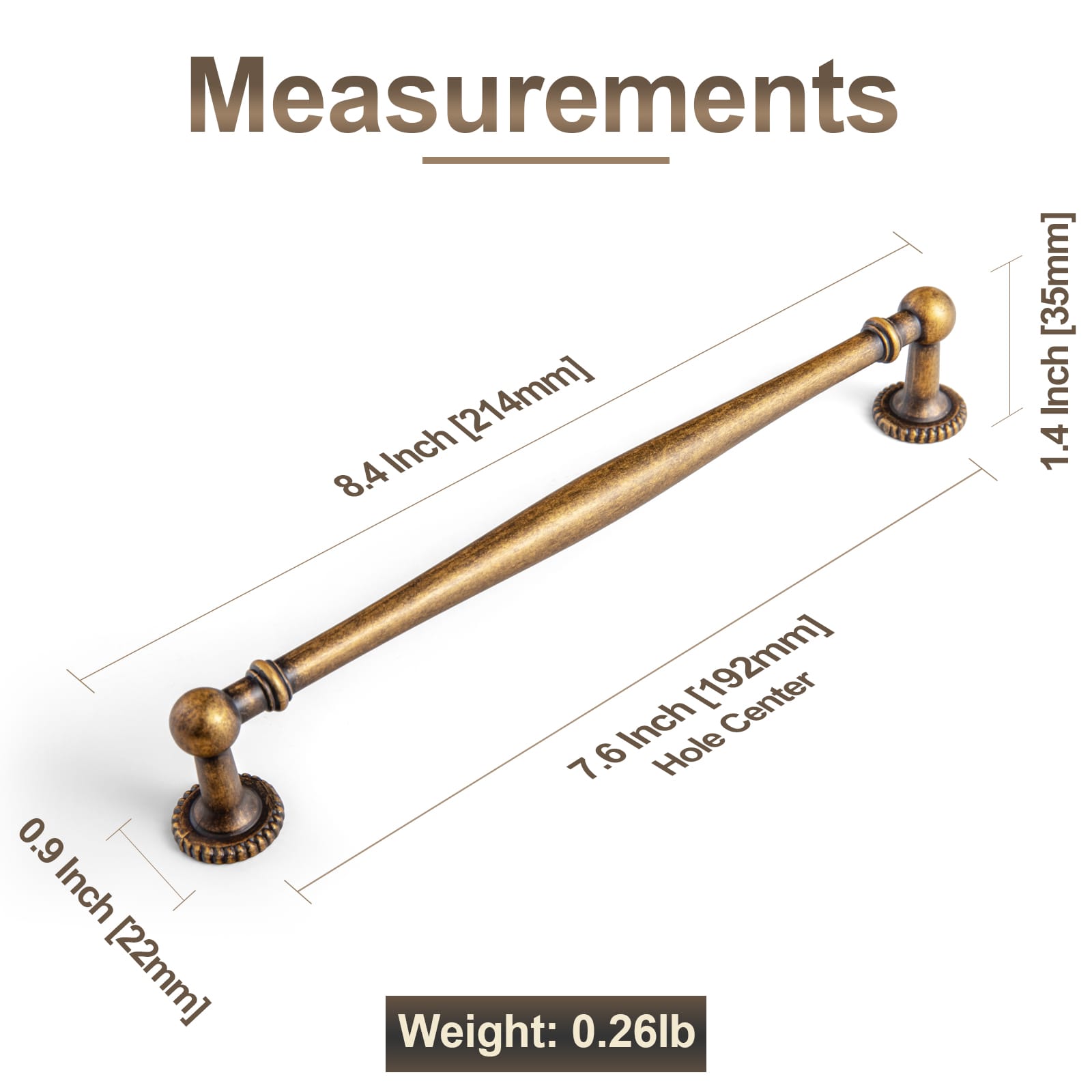 Goo-Ki Traditional Zinc Alloy Drawer Pulls, Decorative Spindle-Shaped Bar Handles Classic Hardware for Cabinets & Vanities