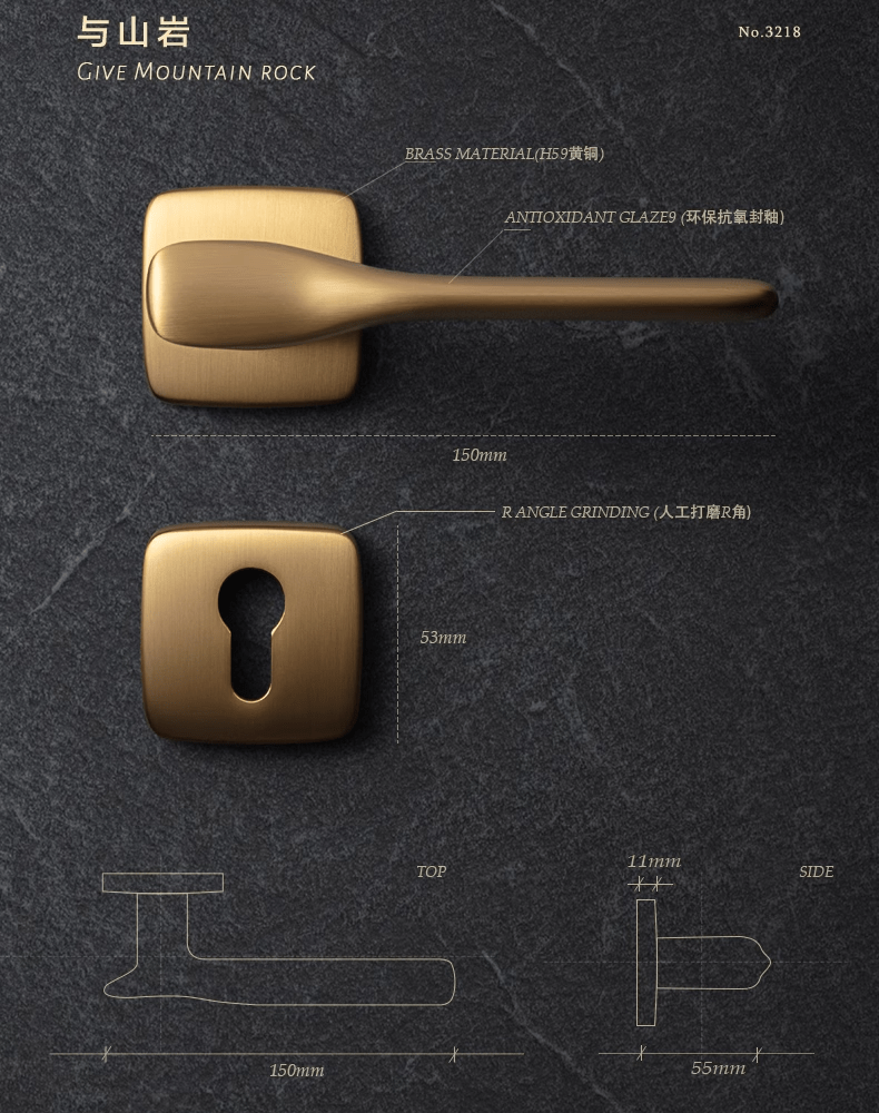 Goo-Ki Villa Brass Door Lock Indoor Bedroom Door Lock Modern French Style Door Handle Set