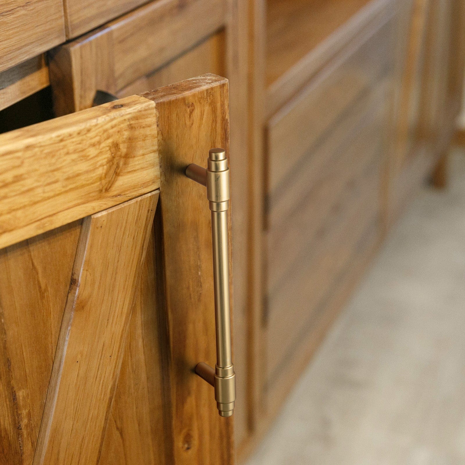Goo-Ki Vintage Brass Drawer Handles with Unique Geometric T - Shape