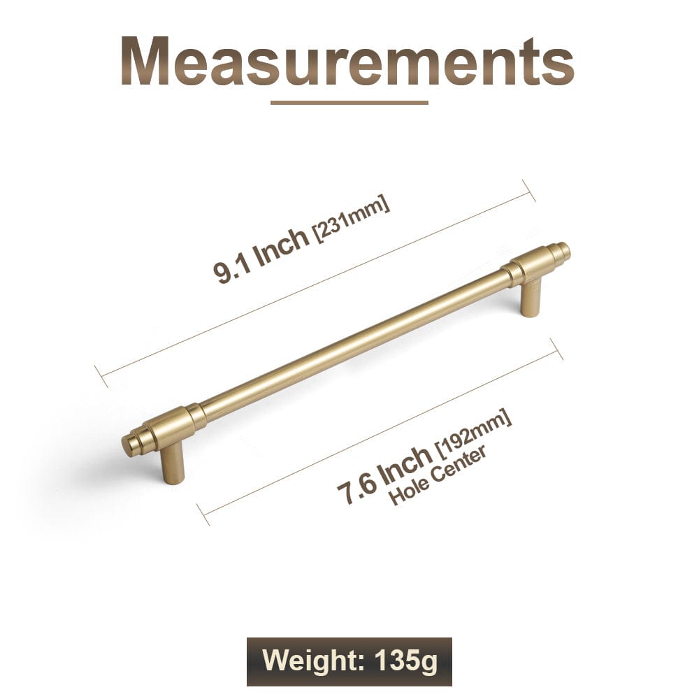 Goo-Ki Vintage Brass Drawer Handles with Unique Geometric T - Shape