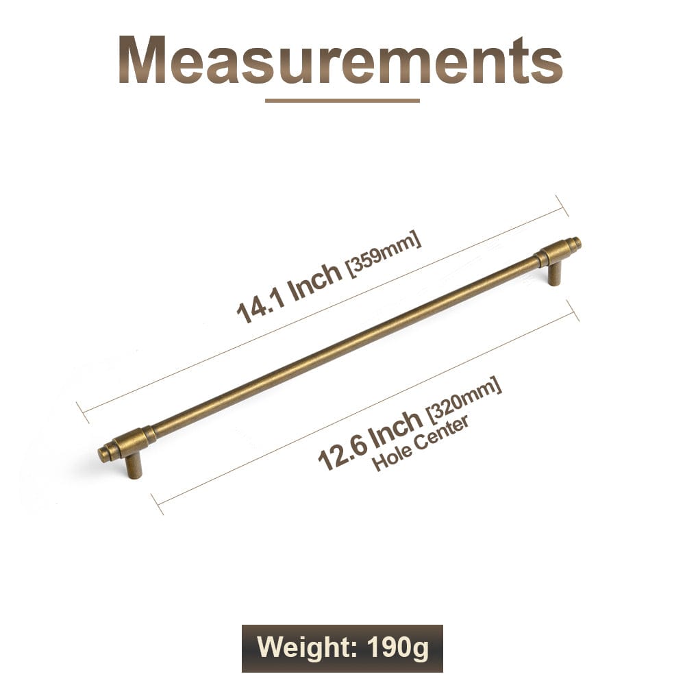 Goo-Ki Vintage Brass Drawer Handles with Unique Geometric T - Shape