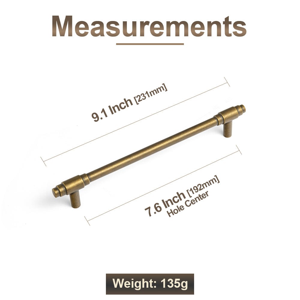 Goo-Ki Vintage Brass Drawer Handles with Unique Geometric T - Shape