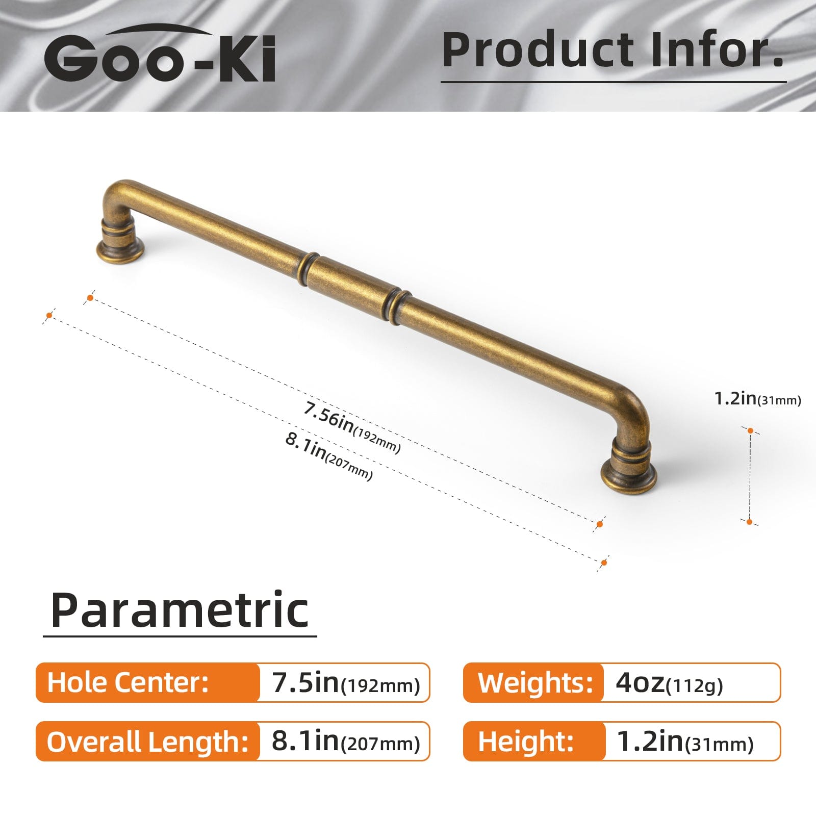 Goo-Ki Vintage Brass Pipe Style Cabinet Handles for Modern - Rustic Interiors
