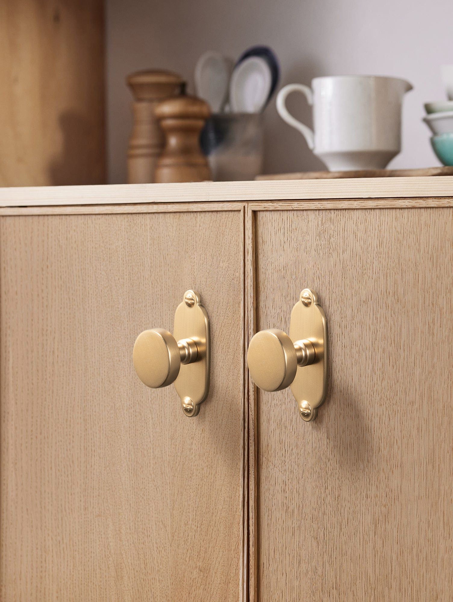 Goo-Ki Vintage Brass Zinc Alloy Cabinet Knob with Back Plate Single Hole Center Kitchen Hardware