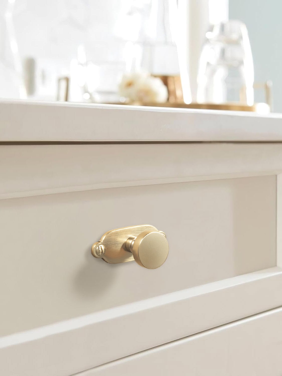 Goo-Ki Vintage Brass Zinc Alloy Cabinet Knob with Back Plate Single Hole Center Kitchen Hardware