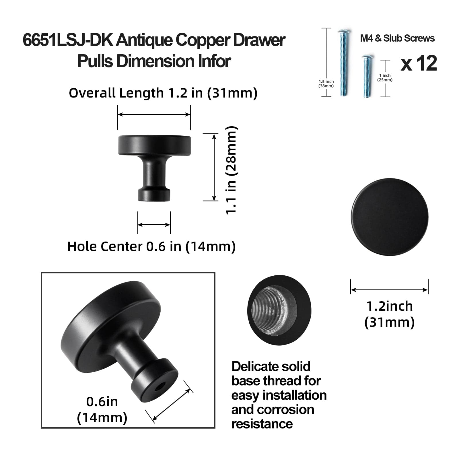 Goo-Ki Vintage Brass Zinc Alloy Cabinet Knob with Back Plate Single Hole Center Kitchen Hardware