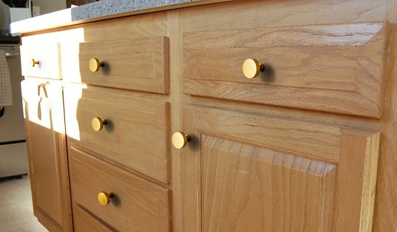 Goo-Ki Vintage Brass Zinc Alloy Cabinet Knob with Back Plate Single Hole Center Kitchen Hardware
