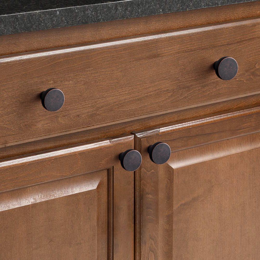 Goo-Ki Vintage Brass Zinc Alloy Cabinet Knob with Back Plate Single Hole Center Kitchen Hardware