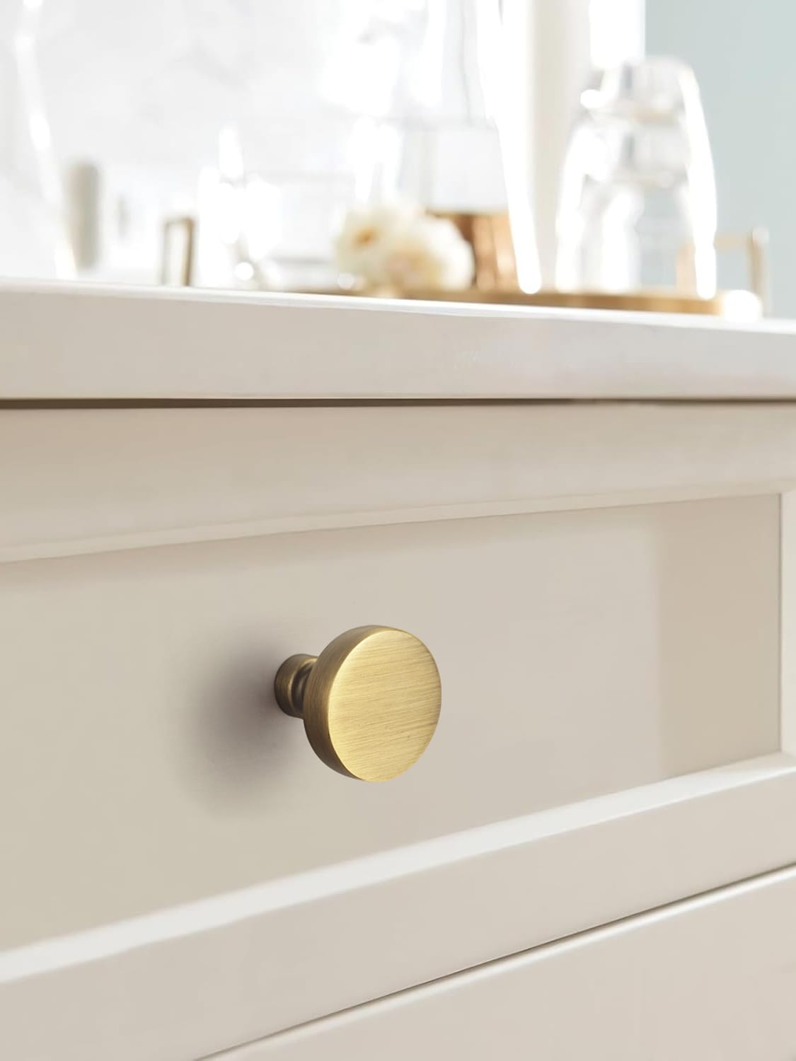 Goo-Ki Vintage Brass Zinc Alloy Cabinet Knob with Back Plate Single Hole Center Kitchen Hardware