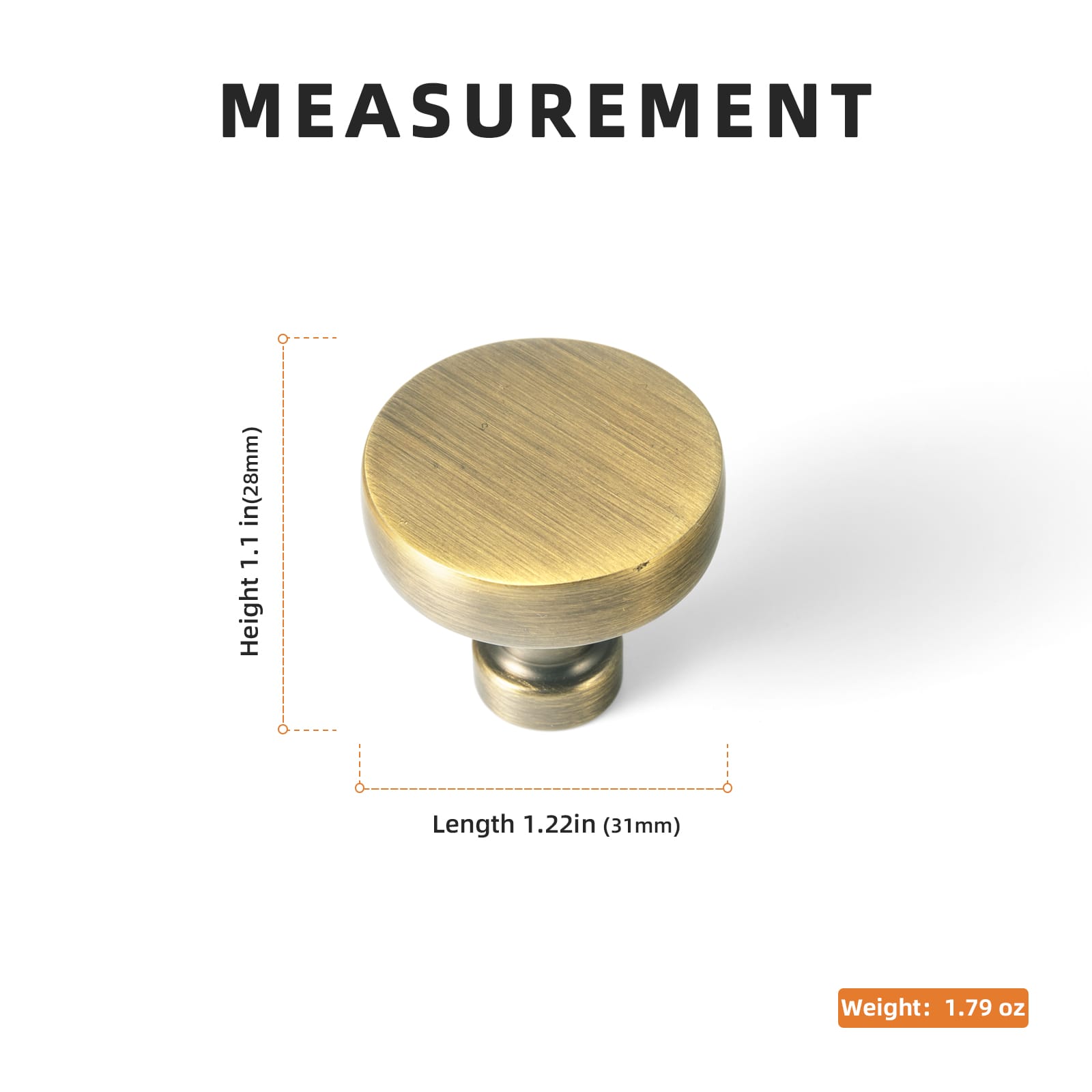 Goo-Ki Vintage Brass Zinc Alloy Cabinet Knob with Back Plate Single Hole Center Kitchen Hardware