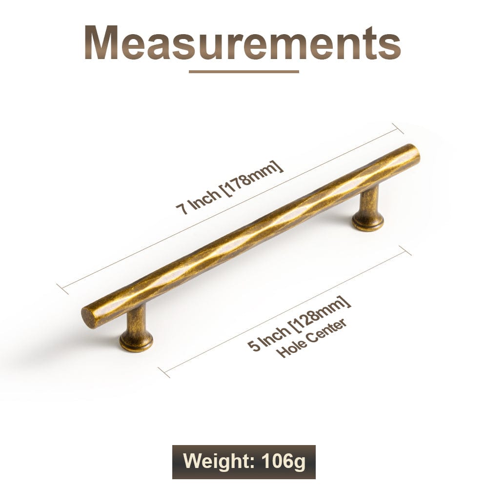 Goo-Ki Vintage Brass Zinc Alloy Twisted Texture Cabinet Pulls - Kitchen Cupboard Dresser Handles