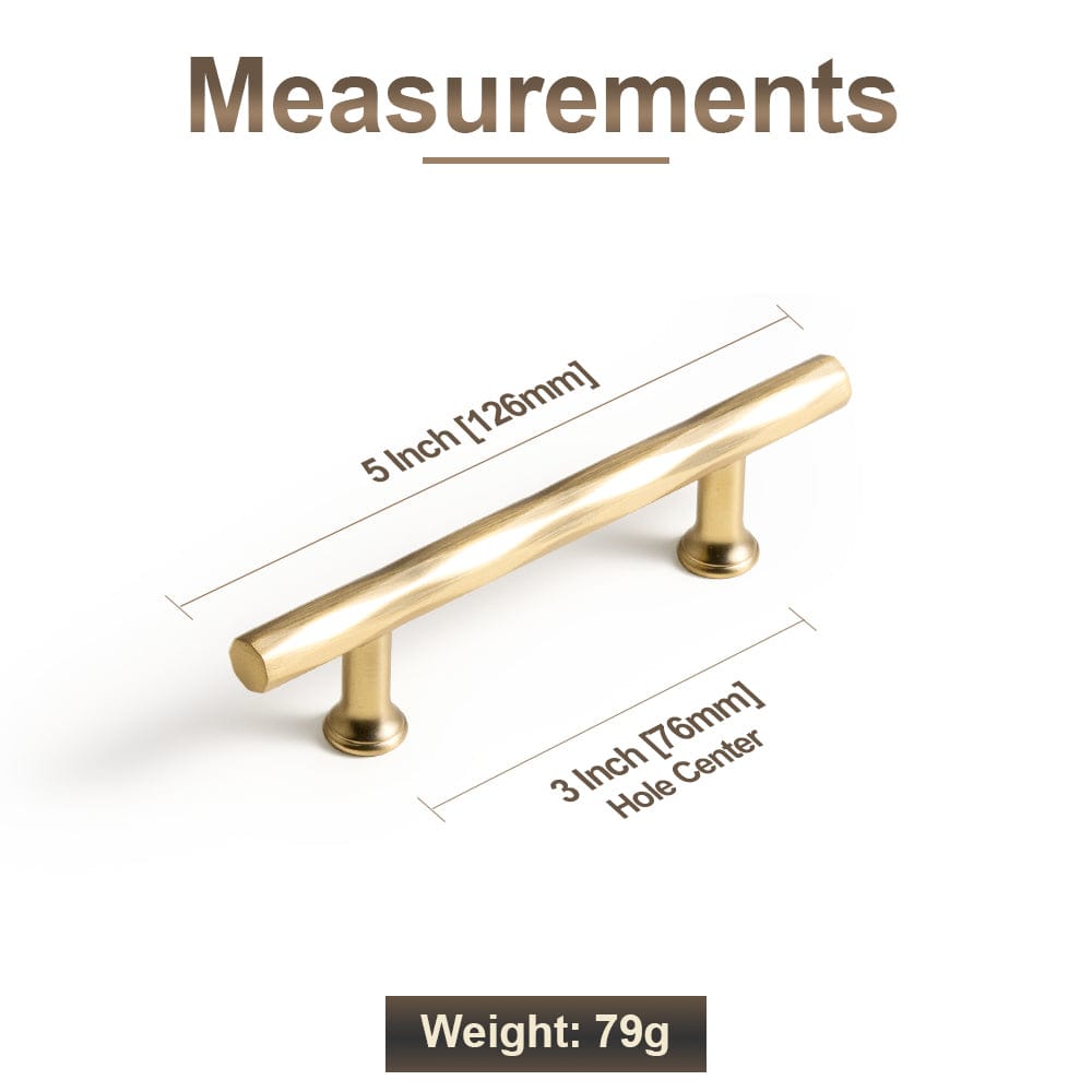 Goo-Ki Vintage Brass Zinc Alloy Twisted Texture Cabinet Pulls - Kitchen Cupboard Dresser Handles