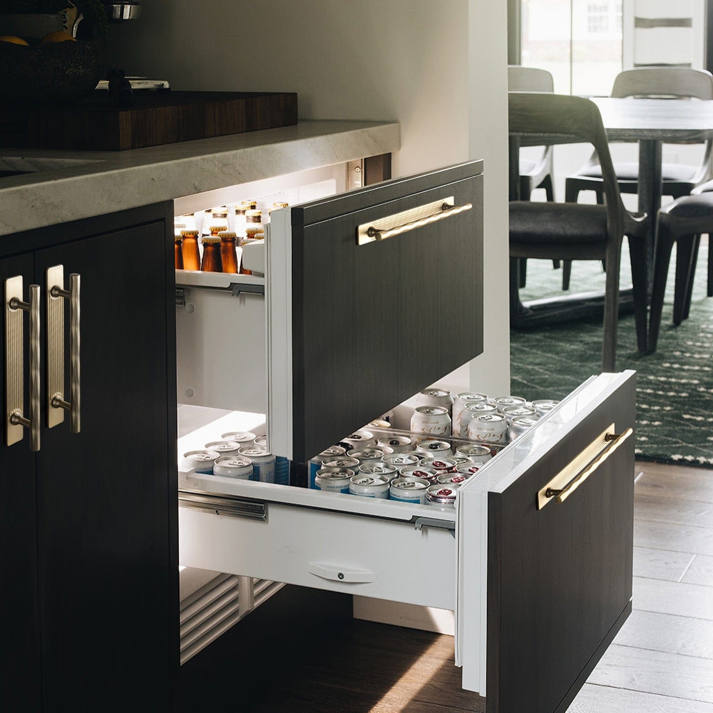 Goo-Ki Vintage Brass Zinc Alloy Twisted Texture Cabinet Pulls - Kitchen Cupboard Dresser Handles