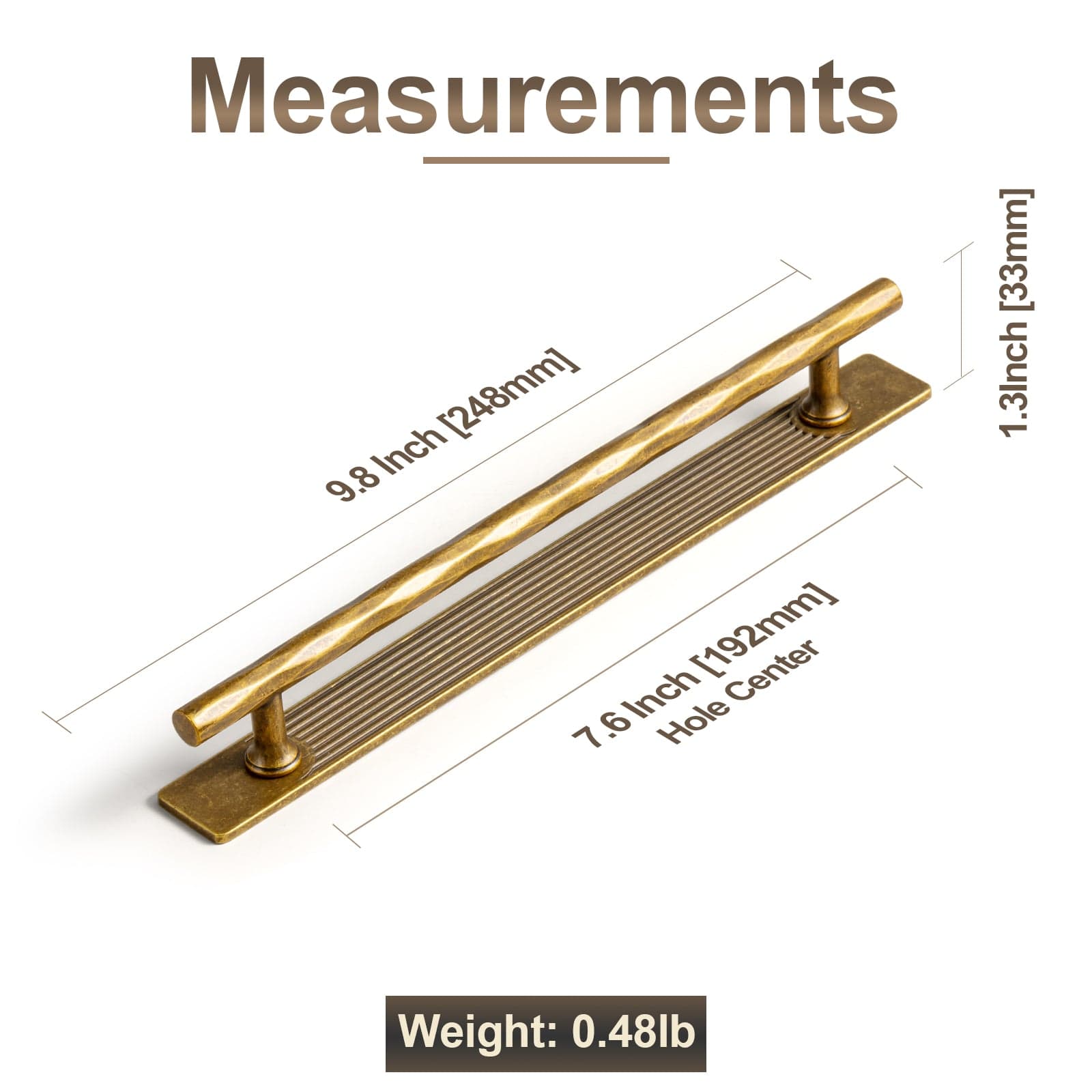 Goo-Ki Vintage Brass Zinc Alloy Twisted Texture Cabinet Pulls - Kitchen Cupboard Dresser Handles