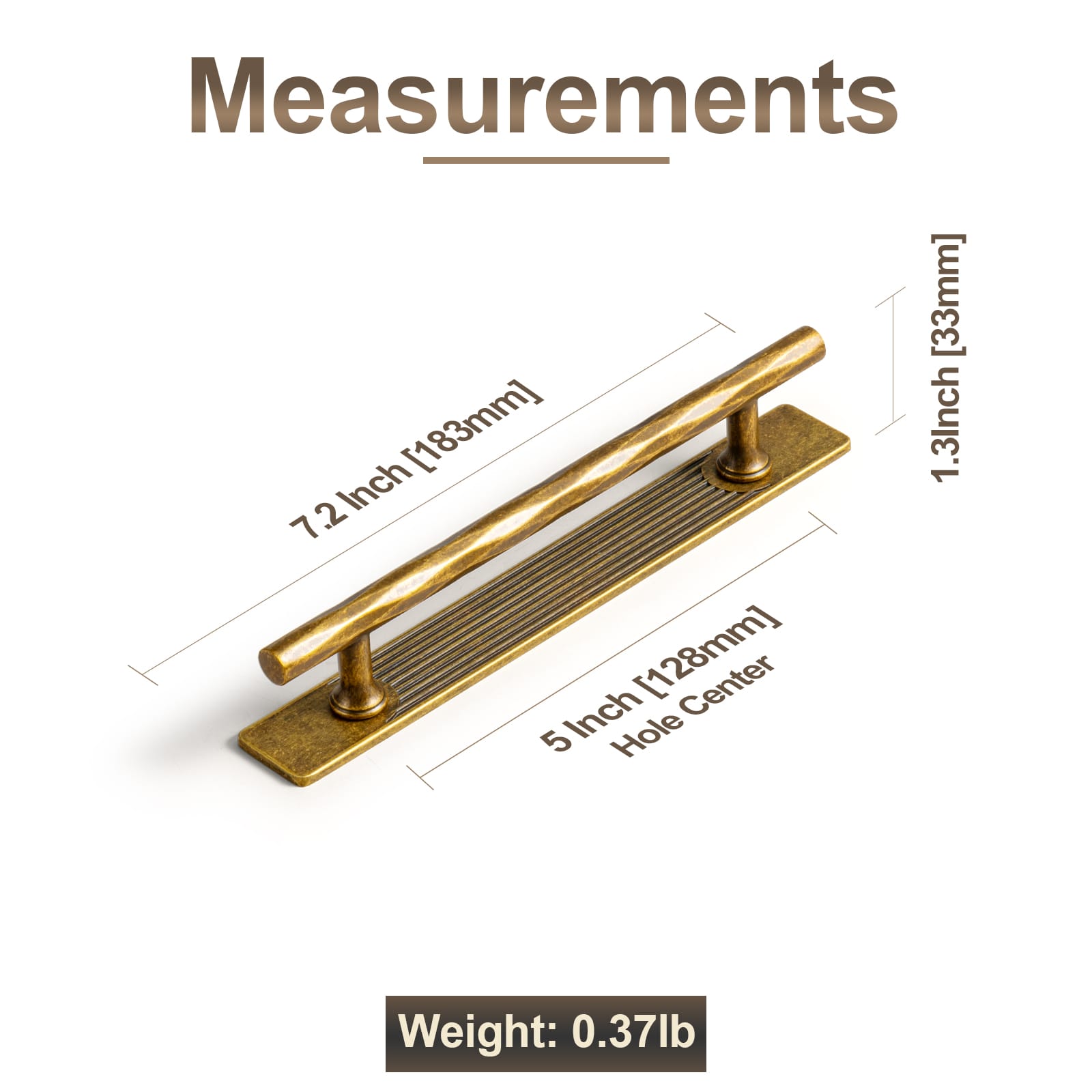 Goo-Ki Vintage Brass Zinc Alloy Twisted Texture Cabinet Pulls - Kitchen Cupboard Dresser Handles