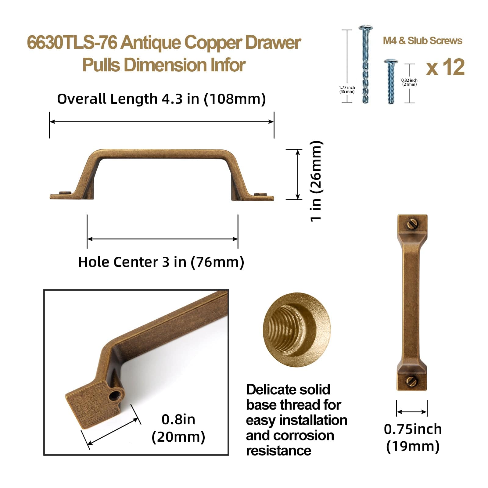 Goo-Ki Vintage Bronze Drawer Pulls Kitchen Cabinet Hardware Antique Bar Pull