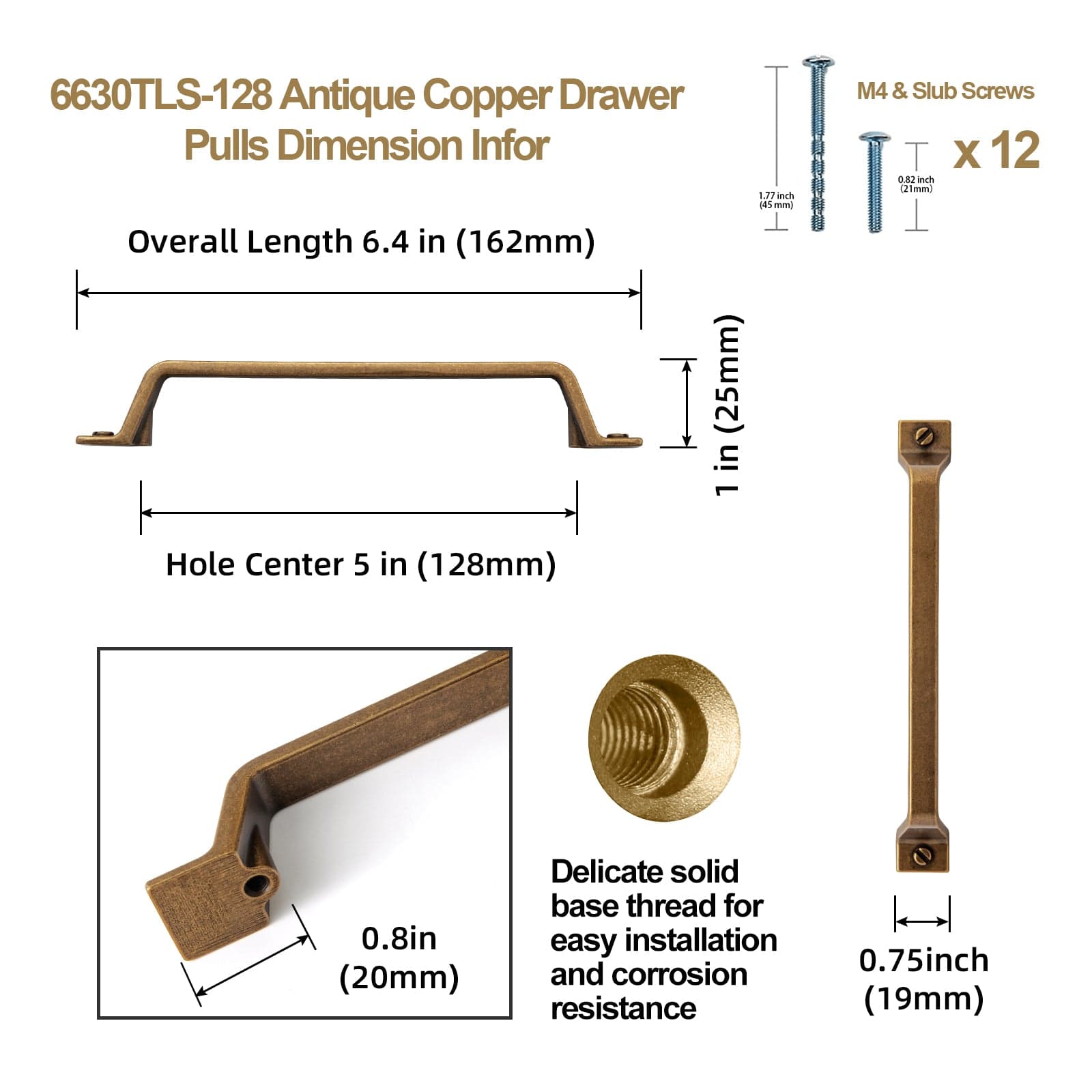 Goo-Ki Vintage Bronze Drawer Pulls Kitchen Cabinet Hardware Antique Bar Pull