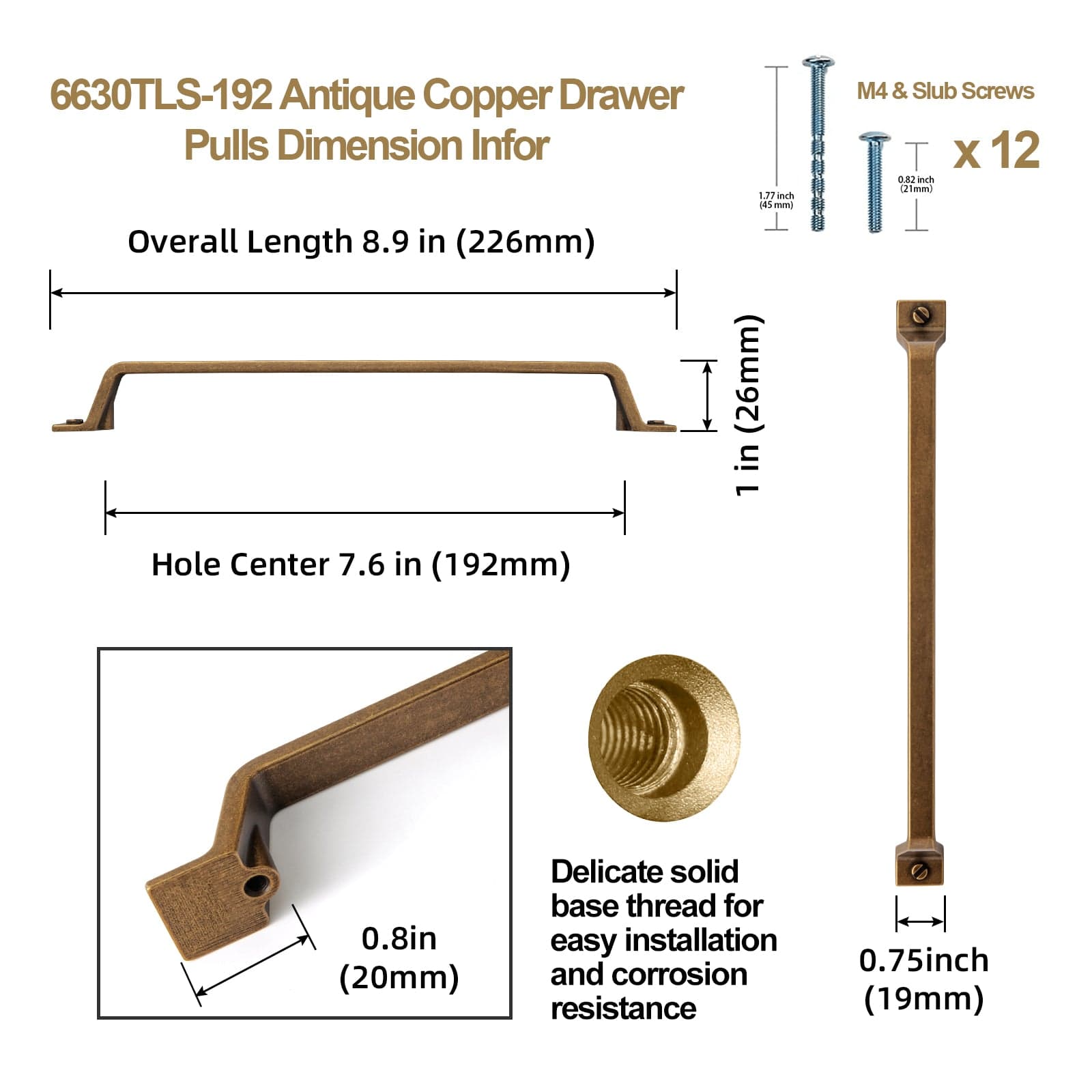 Goo-Ki Vintage Bronze Drawer Pulls Kitchen Cabinet Hardware Antique Bar Pull