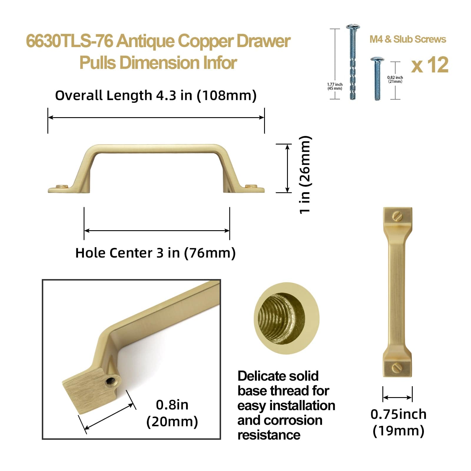 Goo-Ki Vintage Bronze Drawer Pulls Kitchen Cabinet Hardware Antique Bar Pull