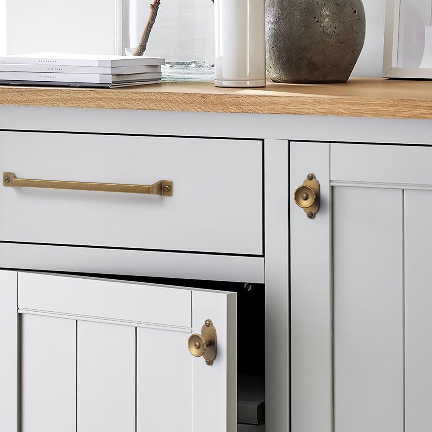 Goo-Ki Vintage Bronze Drawer Pulls Kitchen Cabinet Hardware Antique Bar Pull