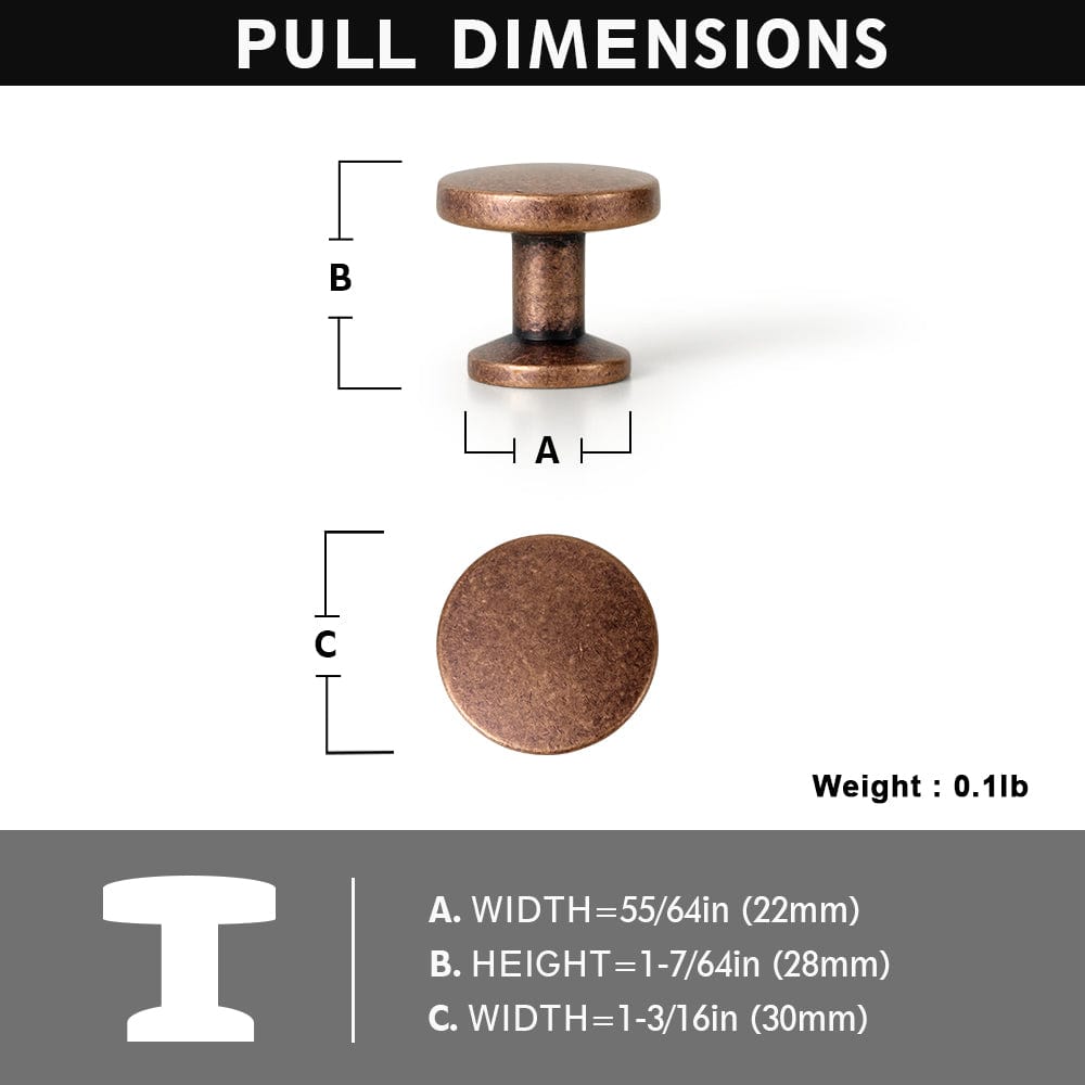 Goo-Ki Vintage Cabinet Knobs with Cylindrical Stem Minimalist Dresser Hardware