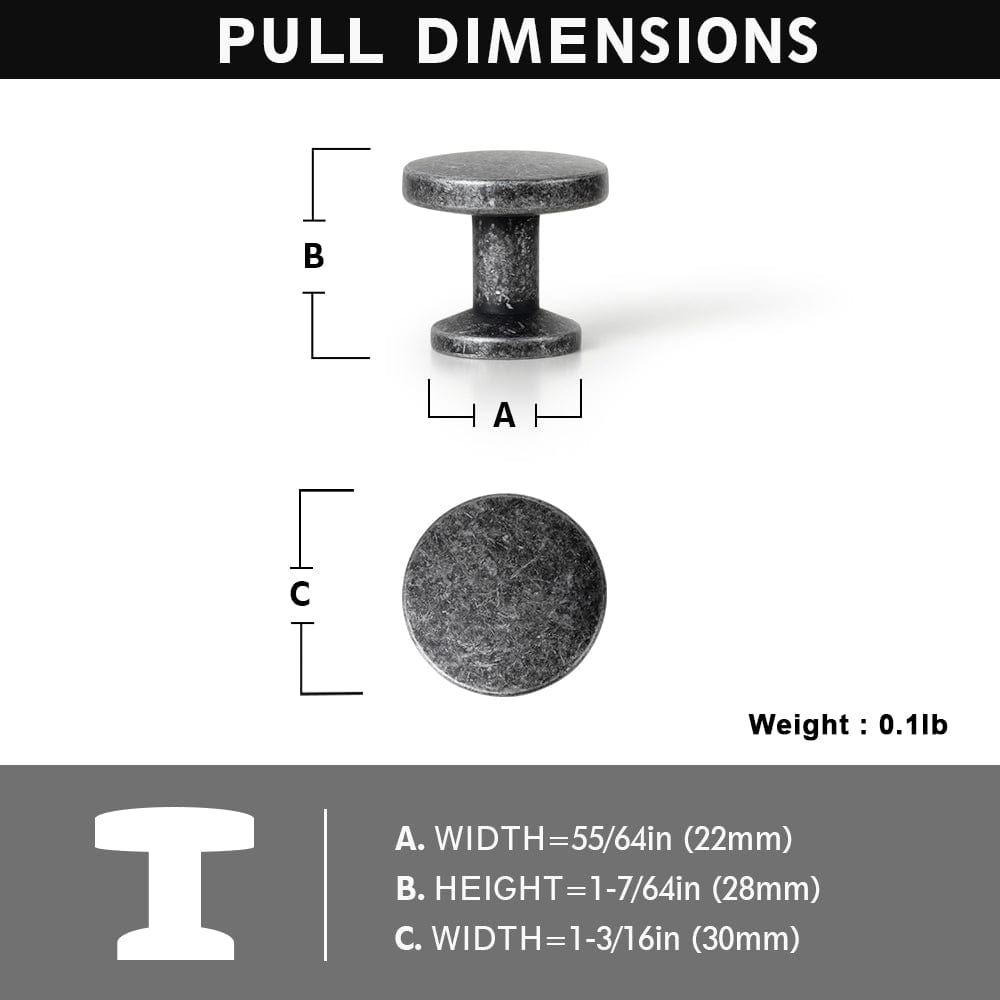 Goo-Ki Vintage Cabinet Knobs with Cylindrical Stem Minimalist Dresser Hardware