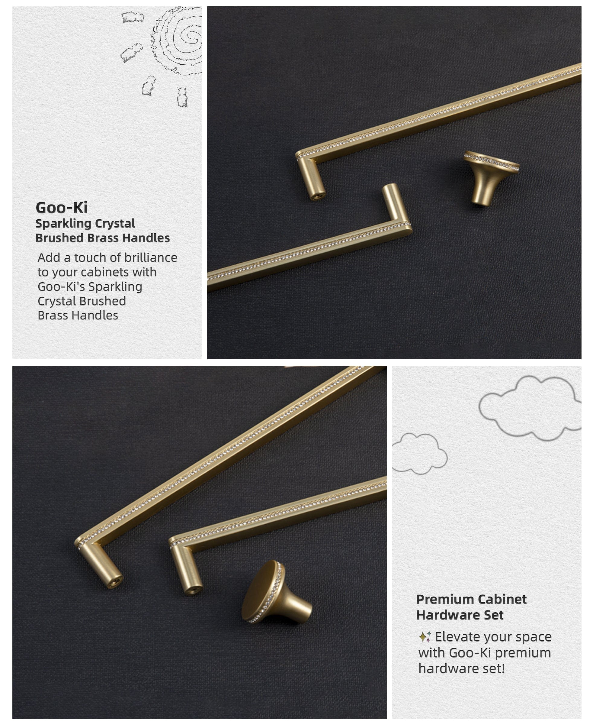 Goo-Ki Vintage Carved Cabinet Pulls Antique Brass Kitchen Hardware
