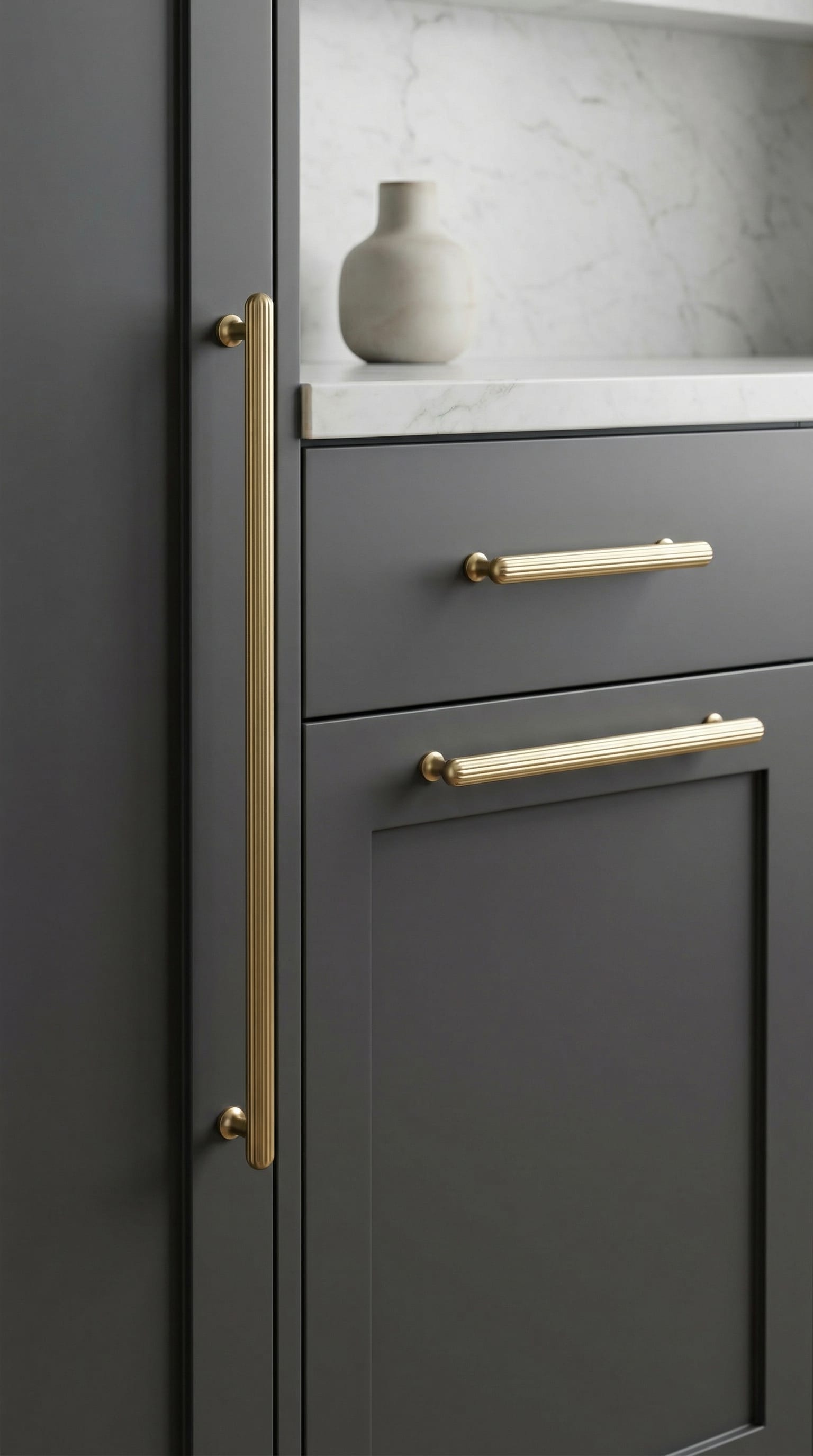 Goo-Ki Vintage Fluted Cabinet Pull Handles Zinc Alloy Ribbed Drawer Bar Pull for Kitchen Cupboard Bathroom Vanity