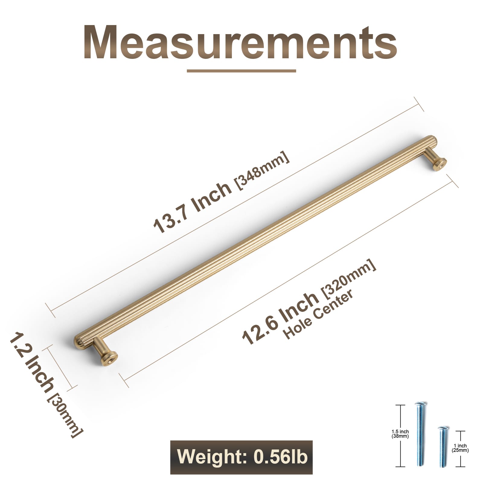 Goo-Ki Vintage Fluted Cabinet Pull Handles Zinc Alloy Ribbed Drawer Bar Pull for Kitchen Cupboard Bathroom Vanity
