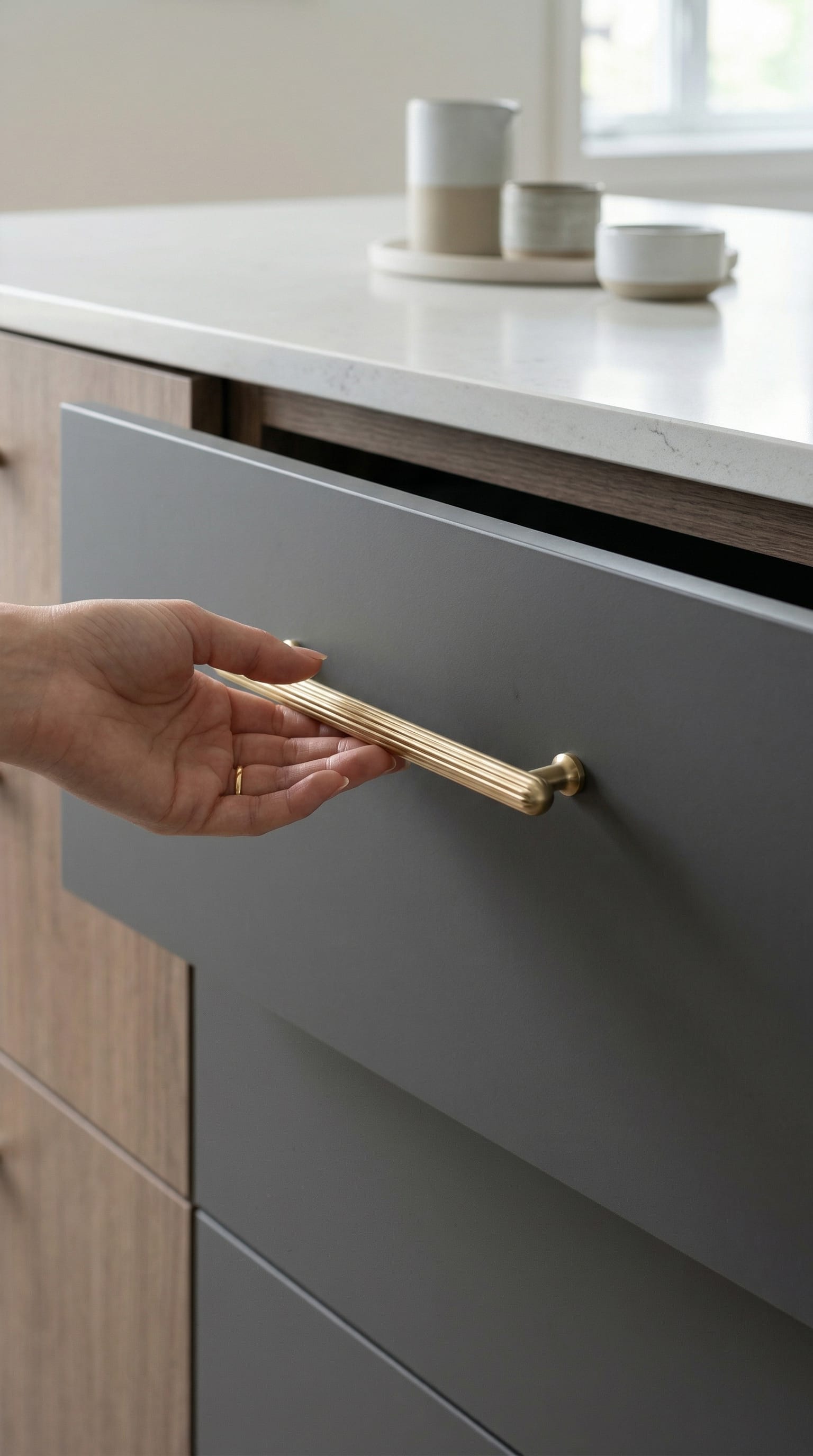 Goo-Ki Vintage Fluted Cabinet Pull Handles Zinc Alloy Ribbed Drawer Bar Pull for Kitchen Cupboard Bathroom Vanity