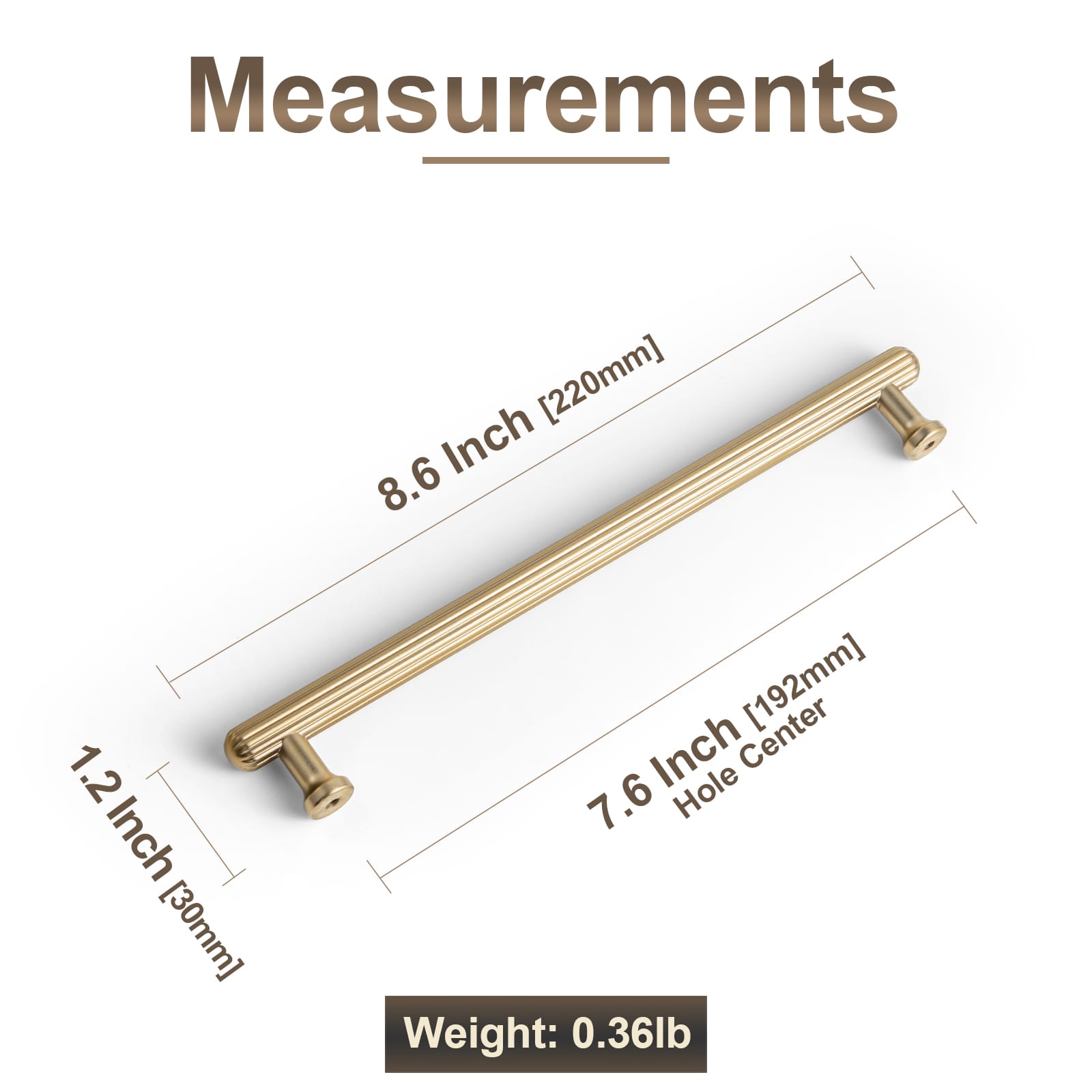 Goo-Ki Vintage Fluted Cabinet Pull Handles Zinc Alloy Ribbed Drawer Bar Pull for Kitchen Cupboard Bathroom Vanity