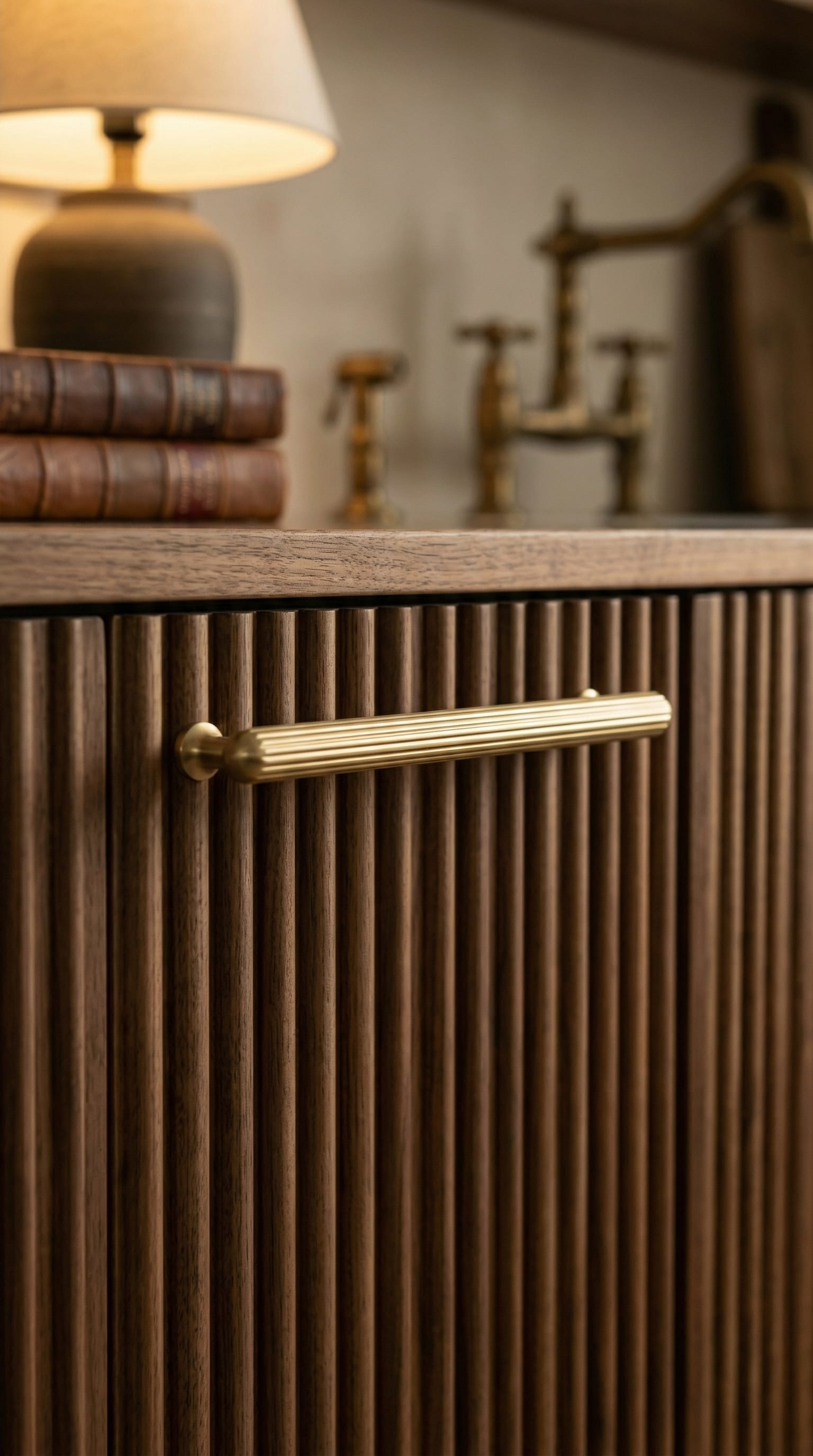Goo-Ki Vintage Fluted Cabinet Pull Handles Zinc Alloy Ribbed Drawer Bar Pull for Kitchen Cupboard Bathroom Vanity