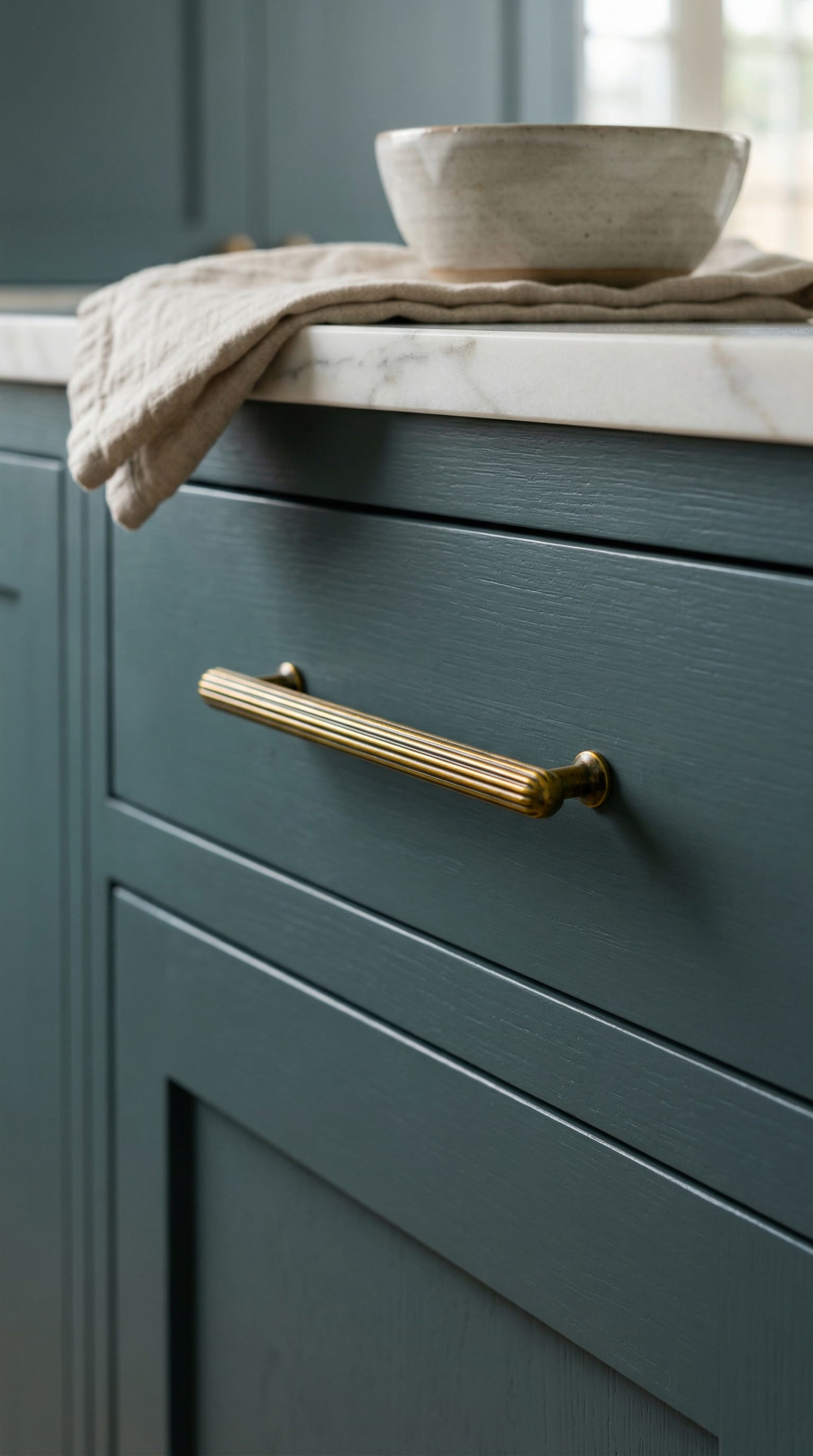 Goo-Ki Vintage Fluted Cabinet Pull Handles Zinc Alloy Ribbed Drawer Bar Pull for Kitchen Cupboard Bathroom Vanity