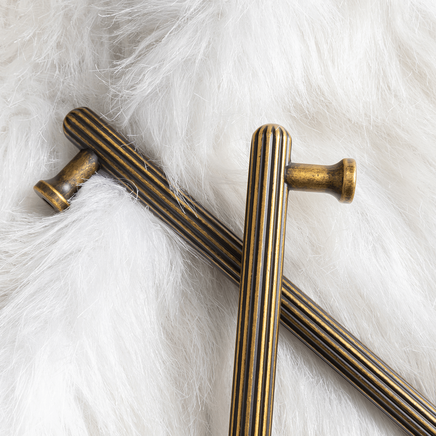 Goo-Ki Vintage Fluted Cabinet Pull Handles Zinc Alloy Ribbed Drawer Bar Pull for Kitchen Cupboard Bathroom Vanity