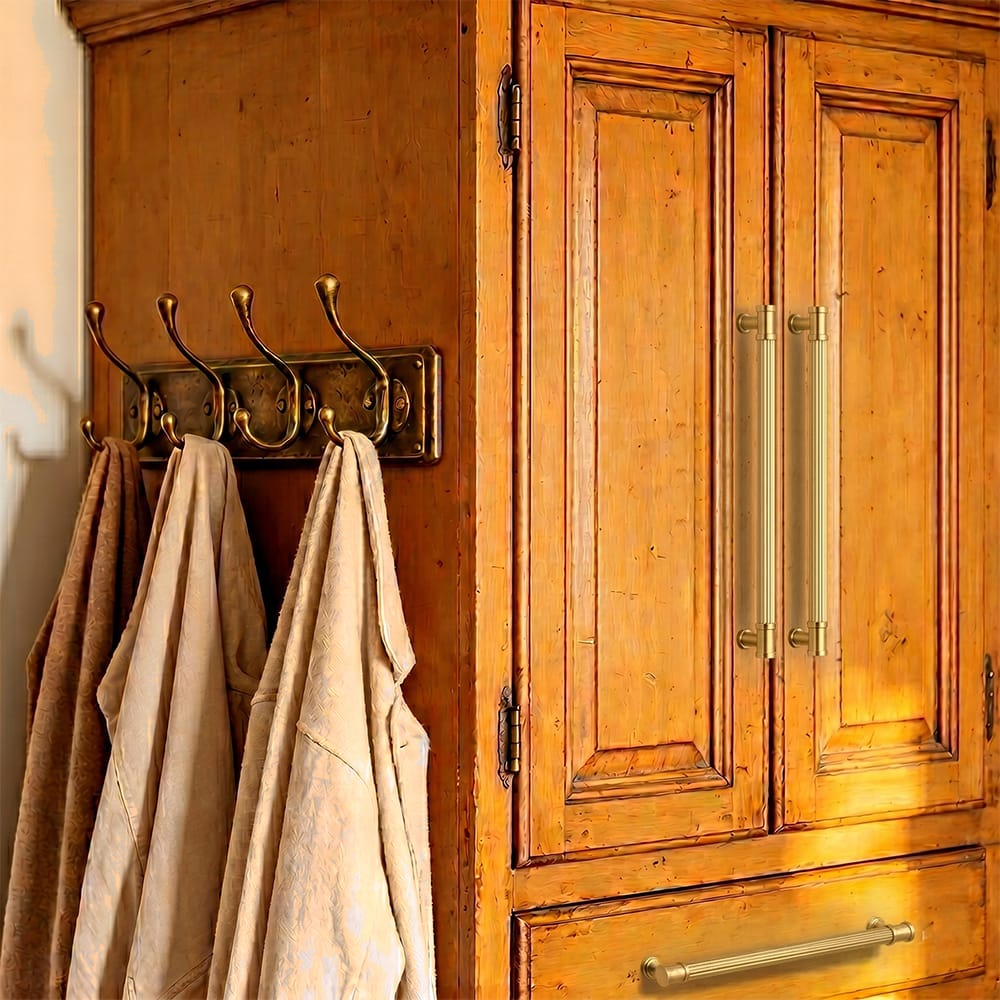 Goo-Ki Vintage Fluted Vintage Cabinet Pulls Textured Vertical Striped Bar Pulls for Kitchen Cabinets