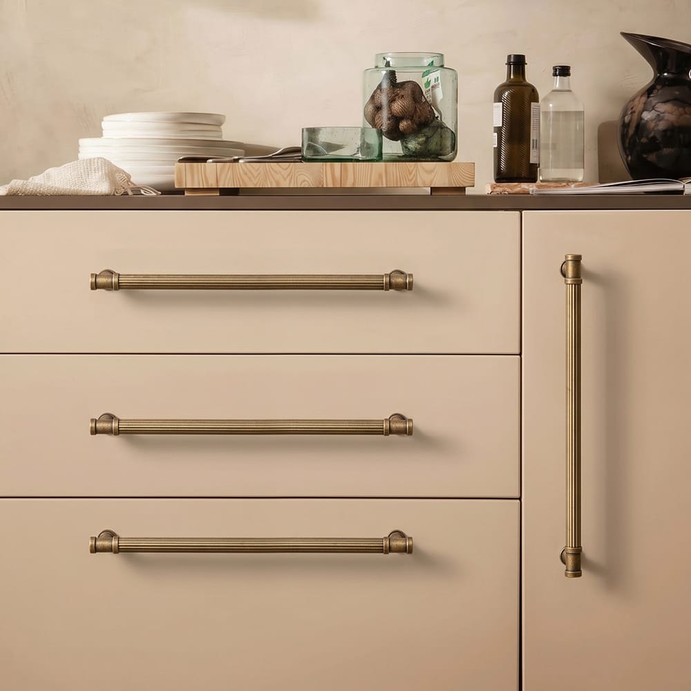 Goo-Ki Vintage Fluted Vintage Cabinet Pulls Textured Vertical Striped Bar Pulls for Kitchen Cabinets