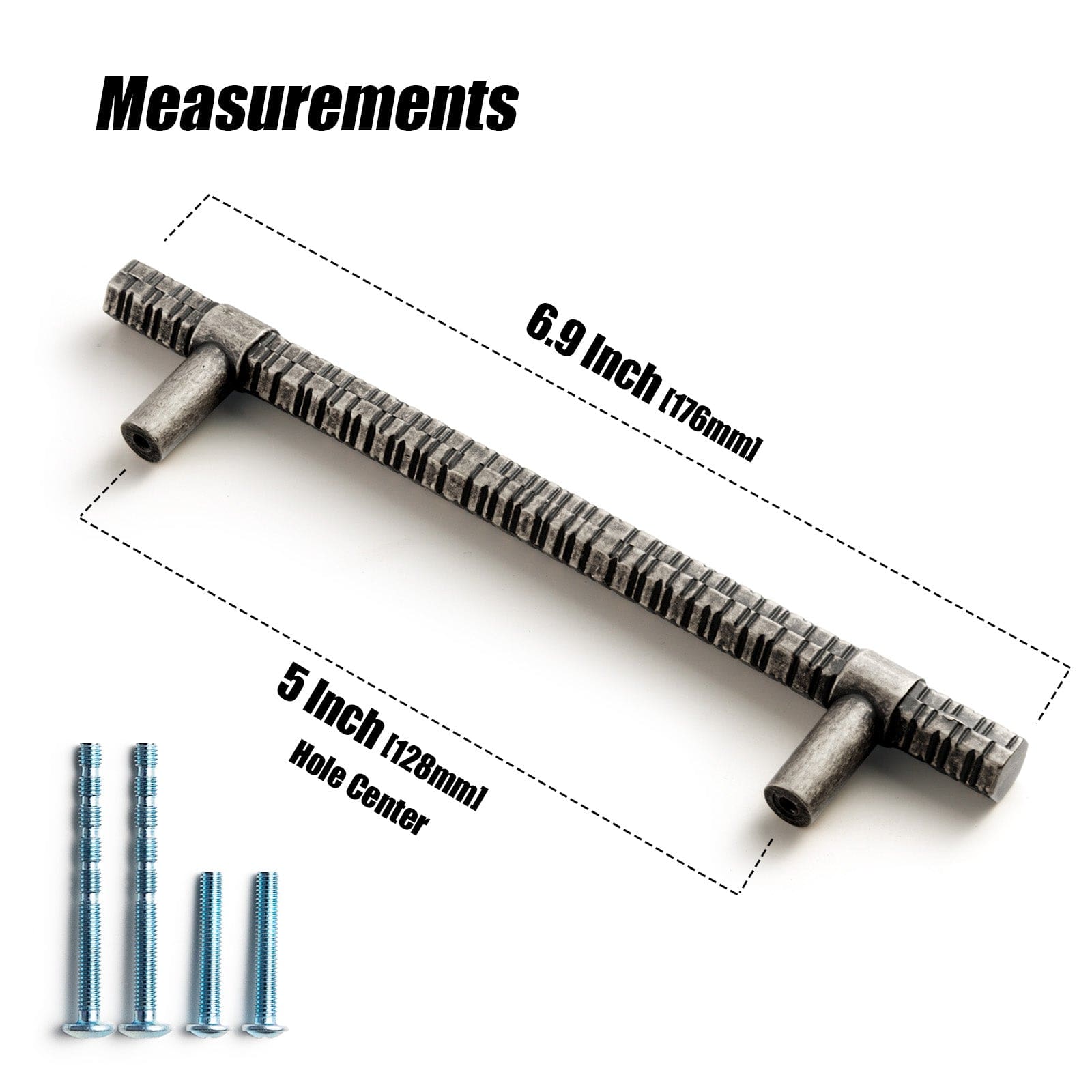 Goo-Ki Vintage Kitchen Cabinet T-Bar Pulls Knurled Antique Cabinet Handles